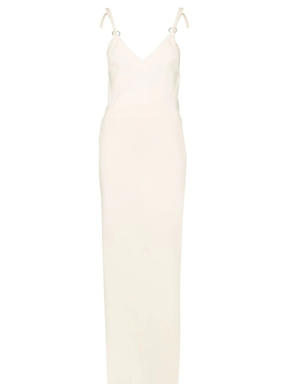 Paco Rabanne Cream Maxi Slip Dress with Tie Straps